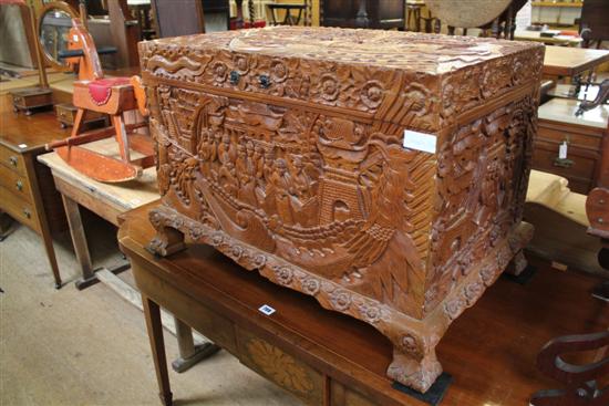 Carved blanket chest